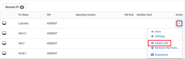 Remote PC Attach VM